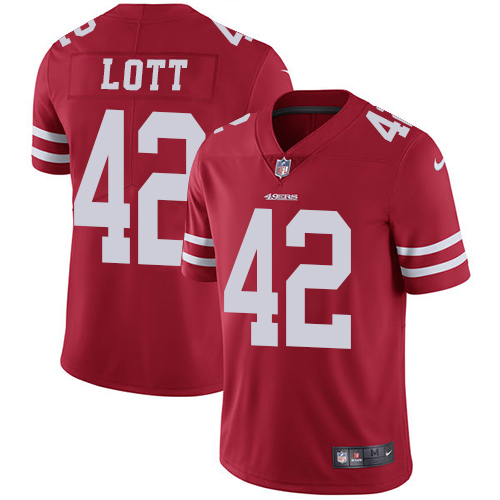 Nike 49ers #42 Ronnie Lott Red Team Color Men's Stitched NFL Vapor Untouchable Limited Jersey - Click Image to Close